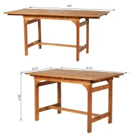 Outsunny Poplar Wood Slat Rectangular Extendable Outdoor Dining Table(m-3)