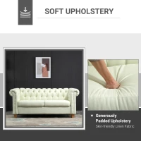 HOMCOM 2-Seater Oversize Loveseat Linen Fabric Sofa Couch 72.8 Inches with Rubberwood Legs & Rolled Arms for Living Room, White(m-5)