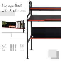 HOMCOM Gaming Writing Desk Computer Table with Raised Monitor Stand Home Office(m-6)