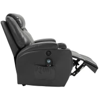 HOMCOM Electric Power Massage Recliner Chair PU leather w/ 8-Point Vibration Waist Heating, USB Port, Dark Grey(m-7)