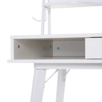 HOMCOM Heavy Duty Office Desk Computer Table Ample Storage Desktop W/ Whiteboard Adjustable Feet White(m-7)