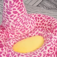 Qaba Giraffe Shaped Kid Sofa Flannel Covered Armchair Stick Horse Child Chair with Padded Seat for 18 to 36 Months, Pink(m-9)