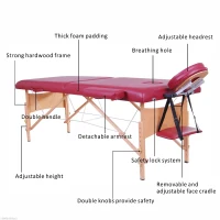 Soozier 91-Inch Portable Massage Table Spa Bed 2 Fold Thick and High Density Foam Red Plus Carrying Bag(m-4)