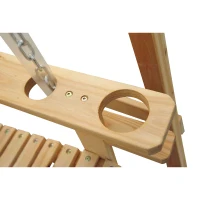 Outsunny 5ft Wooden Porch Swing Chair Seat Hanging Bench FSC Certificated Wood Deck with Chain(m-3)