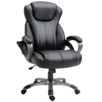 Vinsetto 4-Point Vibration Massage Executive Office Chair High Back Height Adjustable Padded Seat with Wheels, Black(m-1)