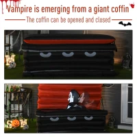 HOMCOM 6'  Halloween Inflatable Vampire Emerging Coffin LED Lights Indoor Outdoor Decoration(m-4)