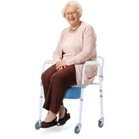 HOMCOM Personal Mobility Assist Bedside Commode Toilet Chair with 6-Level Adjustable Height & Shower Accessibility(m-2)