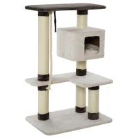 PawHut 47.75" Luxury Plush Cat Tree Activity Tower with Sisal Scratching Posts, Elevated Perches & a  Roomy Condo(m-1)