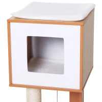 PawHut Cat Furniture Kitten House with Scratching Post Condo Activity Center and Cushion(m-12)