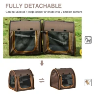 PawHut 39" Portable Soft-Sided Pet Cat Carrier With Divider, Dual Compartment, Soft Cushions, & Storage Bag - Brown(m-4)