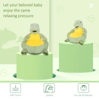 Qaba Animal Kids Sofa Chair Cartoon Cute Dinosaur Stuffed with Armrest Flannel PP Cotton 22" x 19.25" x 21.75" Green(m-4)