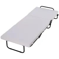 HOMCOM Portable Folding Bed, Single Guest Bed Convertible Sleeper with Wheels, Mattress with Frame, Grey(m-1)
