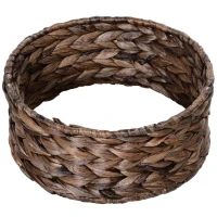 PawHut Handwoven Elevated Cat Bed with Rotating Basket and Soft Cushion, Wicker Cat Egg Chair with Stand, Brown(m-13)