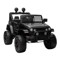 Aosom 12V Battery Powered Kids Ride On Car Off Road Truck Toy w/ Parent Remote, Black(m-1)
