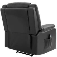 HOMCOM Vibrating Massage PU Leather Recliner Chair with Footrest, Remote Control, and 8 Massaging Points, Black(m-11)