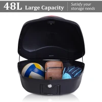 HOMCOM Motorcycle Tail box 48L Top Case Motorbike Trunk Helmet Carrier Luggage w/ Keys(m-8)