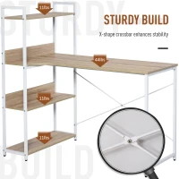 HOMCOM Industrial Office Desk with Storage Shelf Computer Workstation for Home Office(m-7)