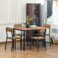 HOMCOM 5 Piece Modern Industrial Dining Table and Chairs Set for Small Space, kitchen, Dining room, Dark Walnut(m-7)