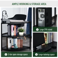 HOMCOM 2 Piece 65" Computer Desk Set Free-Combination Home Office Furniture Black(m-4)