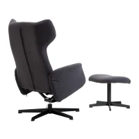 HOMCOM Recliner Ottoman Set Swivel Armchair Lounge Adjustable Backrest Padded Seat Footstool Living Room Grey(m-6)