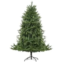 HOMCOM 7' Tall Unlit Spruce Artificial Christmas Tree with Realistic Branches, and 3368 Tips, Green(m-1)