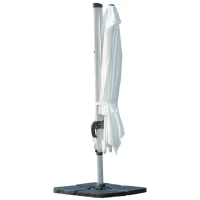Outsunny 10ft Patio Offset Parasol Umbrella Cantilever Hanging Sun Shade Canopy Shelter 360° Rotation with Stand White(m-6)