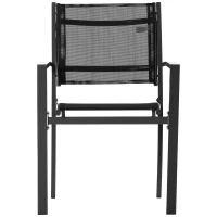 Outsunny Set of 2 Patio Dining Chair Outdoor Mesh Seat Heavy Duty Stackable Garden Bistro Chairs Yard Home Furniture Black(m-7)