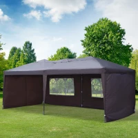Outsunny 10' x 20' Pop Up Canopy Tent with 4 Sidewalls, Heavy Duty Tents for Parties, Outdoor Instant Gazebo with Carry Bag, for Outdoor, Garden, Patio, Coffee(m-2)