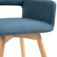 HOMCOM Dining Chairs Set of 2 Home Modern Accent Armchair for Bedroom Living Room with Fabric Surface and Solid Wood Legs, Blue(m-6)
