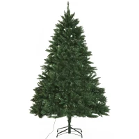 HOMCOM 6.9ft Pre-Lit Artificial Christmas Tree Hinged Spruce Xmas Tree Winter Holiday Decor 700 Lights w/ Stand Seasonal Decoration Green(m-1)