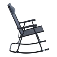 Outsunny 2 Piece Outdoor Rocking Chair Set, Patio Folding Lawn Rocker Set with Headrests for Yard, Patio, Deck, Backyard, Gray(m-10)