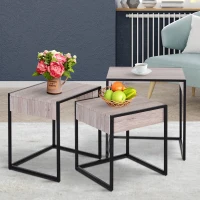 HOMCOM MDF 3 PCs Nesting Table End Table  Nightstand w/ Drawer Water-resistant(m-1)