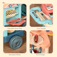 Qaba Kids Kitchen Food Stand with Play Food, Cashier Register, Accessories Ages 3-6(m-7)