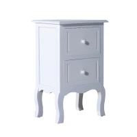 HOMCOM Night Stand Bedside End Table Wooden Bed Side With 2 Drawer White(m-2)