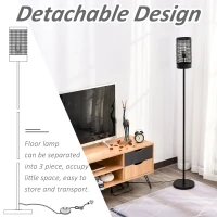 HOMCOM Freestanding Floor Lamp Retro Style Grid Lampshade Steel Base Strong and Stable Easy to Move Store Home Office Club Cafe - Black(m-4)