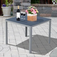 Outsunny 34"x34" Garden Table Dining Desk Tempered Glass Tabletop Backyard Aluminum(m-1)
