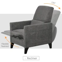 HOMCOM Push Back Manual Recliner Sofa,  Linen Fabirc Armchair with Thick Sponge Padding seat   and Footrest for Living Room, Dining Room, Office, Light Grey(m-5)
