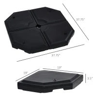 Outsunny 132 lbs Water/Sand Heavy-Duty Cantilever Offset Patio Umbrella Base Weights with Easy-Fill Spout, Black(m-3)