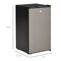 HOMCOM Mini Fridge with Freezer, Compact Mini Refrigerator with 3.1Cu Ft Capacity, Adjustable Shelves and Temperature and Reversible Door for Bedroom, Black/Silver(m-3)