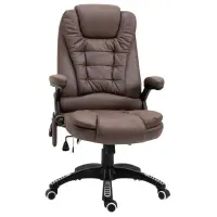 Vinsetto 6 Point Vibration Massage Office Chair with Heat, High Back Executive Office Chair with Padded Armrests, Microfiber Reclining Computer Chair, Coffee(m-1)