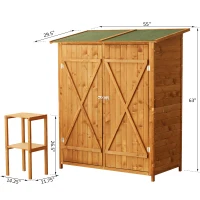 Outsunny 54.75''x29.5''x63'' Garden Storage Shed Asphalt Roof Wooden Timber Double Door Utility Storage House w/ Movable Shelf & Fixed Fittings, Natural(m-3)