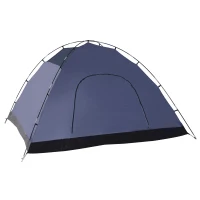 Outsunny Double Layer Camping Tent 2 - 4 Person Portable Folding Dome Shelter Hiking Travel Tent Blue(m-4)