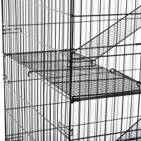 Pawhut Small Animal Cage Hutch Pet Play House with Platform, Ramp, Removable Tray, Wire Runway for Rabbits, Guinea Pigs, Ferret(m-9)