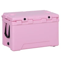 Outsunny 50 Quart Heavy Duty Ice Cooler Outdoor Insulated Cooling Box Easy Portable Cooling Bin Pink(m-9)
