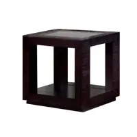 Monarch Contemporary Square Glass Top End Accent Table - Cappuccino Veneer(m-1)