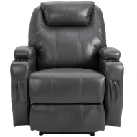 HOMCOM Electric Power Massage Recliner Chair PU leather w/ 8-Point Vibration Waist Heating, USB Port, Dark Grey(m-6)