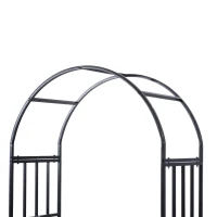 Outsunny 6.7' Steel Garden Arch Arbor with Scrollwork Hearts, Planter Boxes for Climbing Vines, Ceremony, Weddings, Party, Backyard, Lawn, Gray(m-14)