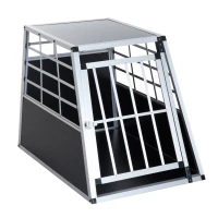 PawHut 36" Aluminum Dog Cage Pet Travel Car Crate Tapered Roof Cat Transport Box Pet Kennel Playpen(m-1)