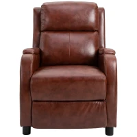HOMCOM Massage Recliner Chair Padded Seat Cushion 165° Reclining Sofa with Side Pocket for Living Room, PU Leather, Remote Control, Light Brown(m-8)
