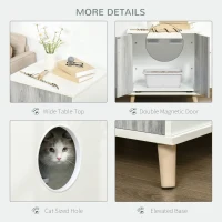 PawHut Cat Litter Box Enclosure Washroom Cave House Decorative End Table Wooden Cabinet Indoor with Magnetic Door Slide-out Board White(m-6)